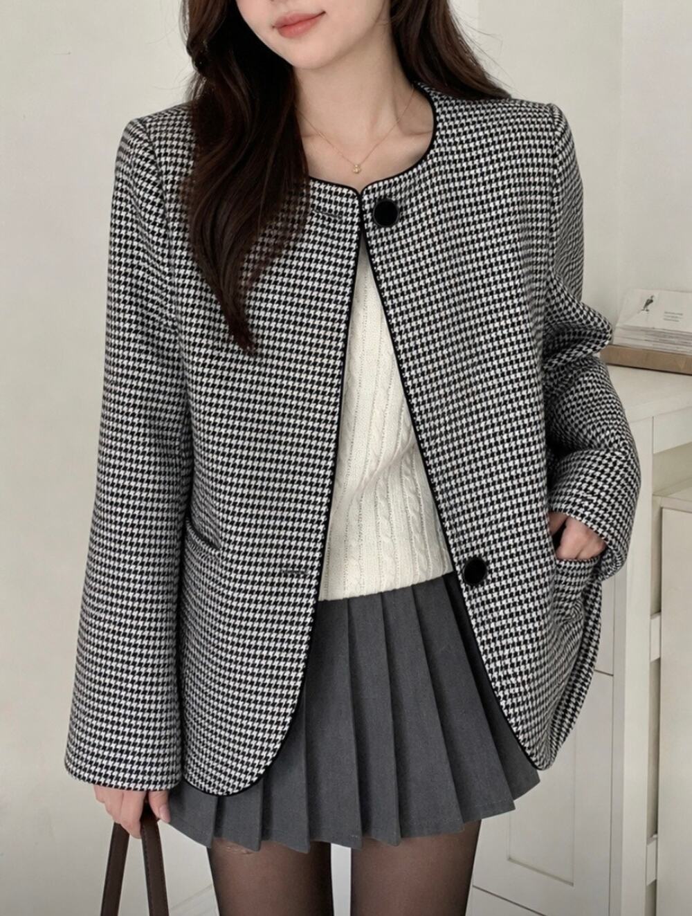 Vintage John Meyer of Norwich Houndstooth Blazer Jacket Twee Preppy Academia M